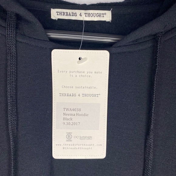 NWT Threads 4 Thought Black Neema Crop Long Sleeve Pullover Hoodie Small NEW - Picture 4 of 6